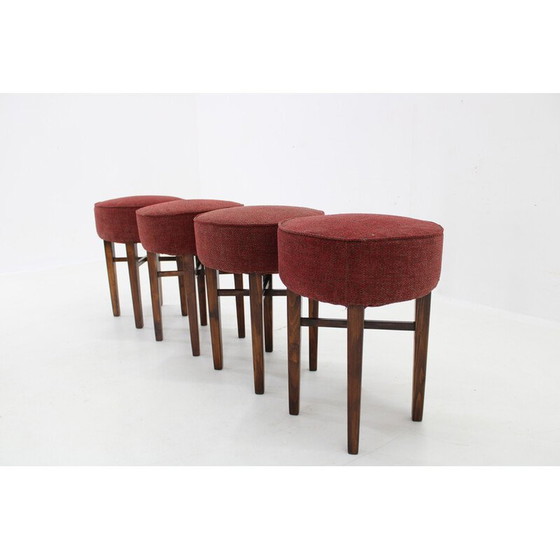 Image 1 of Vintage Art Deco Stoffhocker, Tschechoslowakei 1940