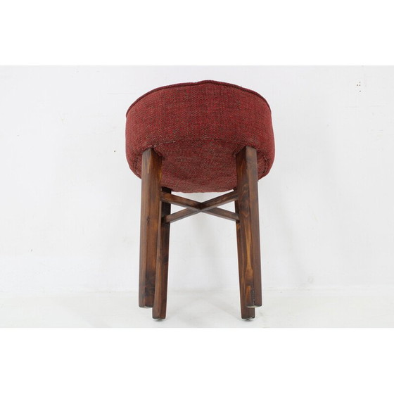 Image 1 of Vintage Art Deco Stoffhocker, Tschechoslowakei 1940