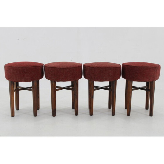 Image 1 of Vintage Art Deco Stoffhocker, Tschechoslowakei 1940