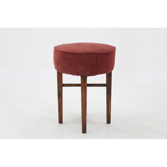 Image 1 of Vintage Art Deco Stoffhocker, Tschechoslowakei 1940