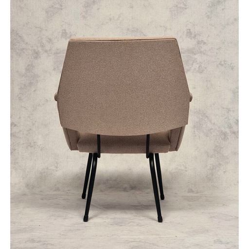 Paar Vintage-Sessel aus schwarz lackiertem Metallrohr, Frankreich 1950