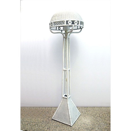 Italienische Rattan-Stehlampe aus der Mitte des Jahrhunderts, 1950er Jahre