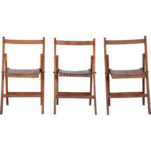 3 Stühle aus Buchenholz, Mid Century, 1950er Jahre