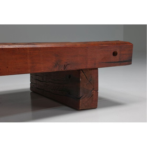 Image 1 of Rechteckiger Couchtisch aus rustikalem Holz, Italien 1940