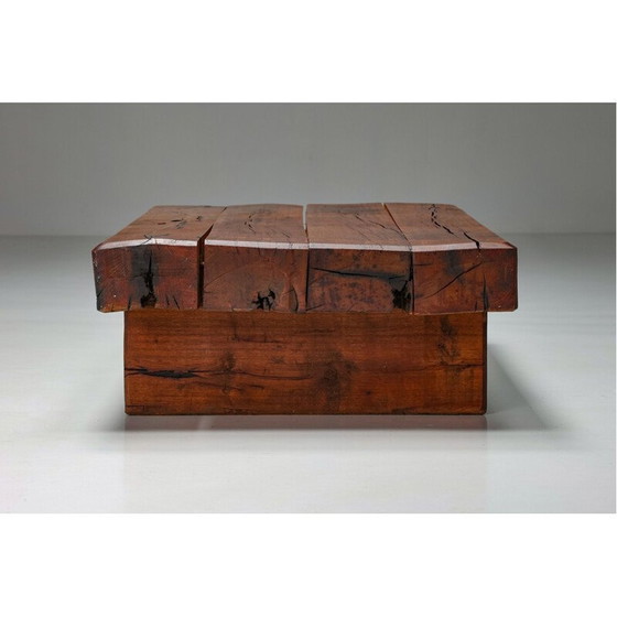 Image 1 of Rechteckiger Couchtisch aus rustikalem Holz, Italien 1940