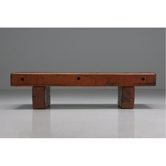 Image 1 of Rechteckiger Couchtisch aus rustikalem Holz, Italien 1940