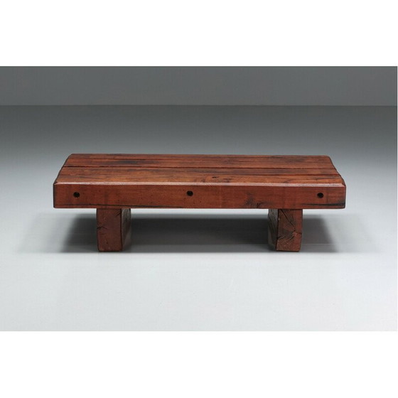 Image 1 of Rechteckiger Couchtisch aus rustikalem Holz, Italien 1940