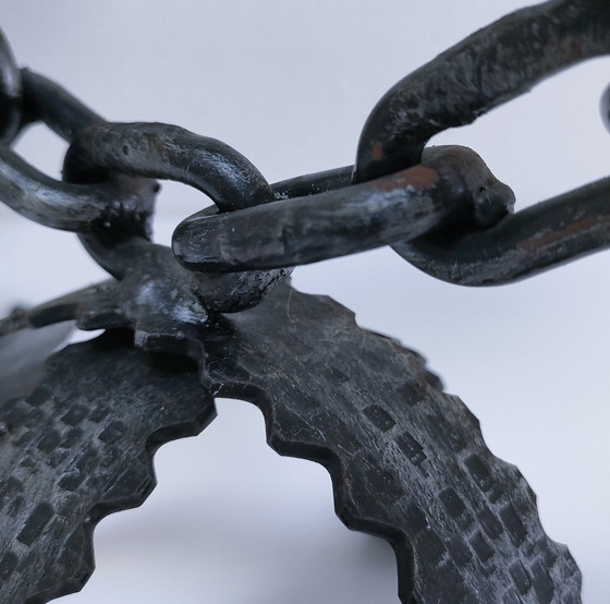 Image 1 of Paar Kerzenhalter Brutalistische Ketten Schmiedeeisen 60er Jahre