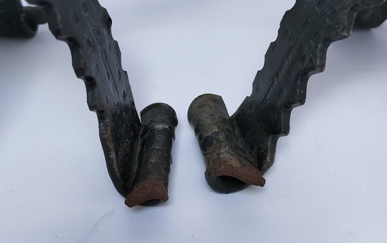 Image 1 of Paar Kerzenhalter Brutalistische Ketten Schmiedeeisen 60er Jahre