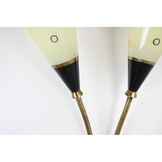 Image 1 of Vintage Wandlampe aus Glas und Messing, Tschechoslowakei 1960