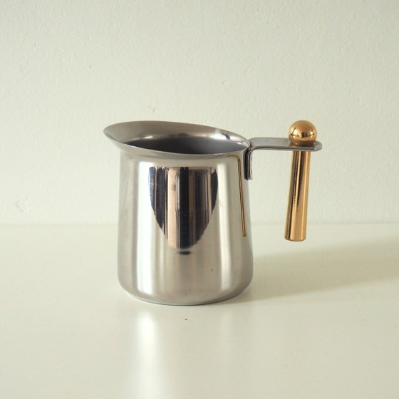 Image 1 of 1980S Kitty Oro Guido Bergna Vergoldetes Milchkännchen aus Edelstahl