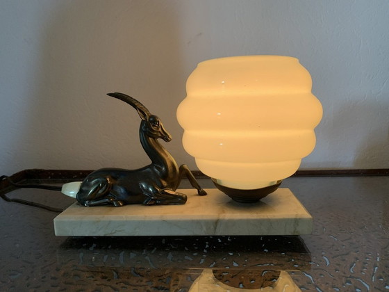 Image 1 of Vintage, Art Deco, Antilopen-Tischlampe, 1920er Jahre