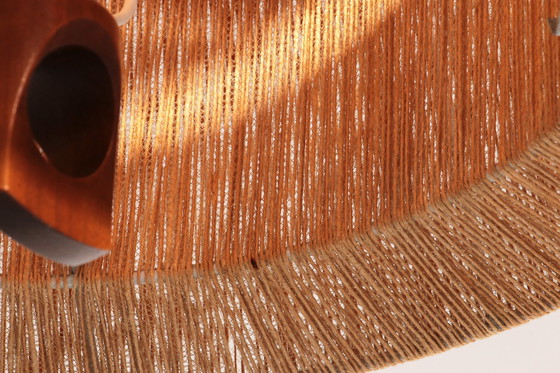 Image 1 of Anzeige Bild Vintage Temde Pendelleuchte mit Nussbaum und Raffia 1960S