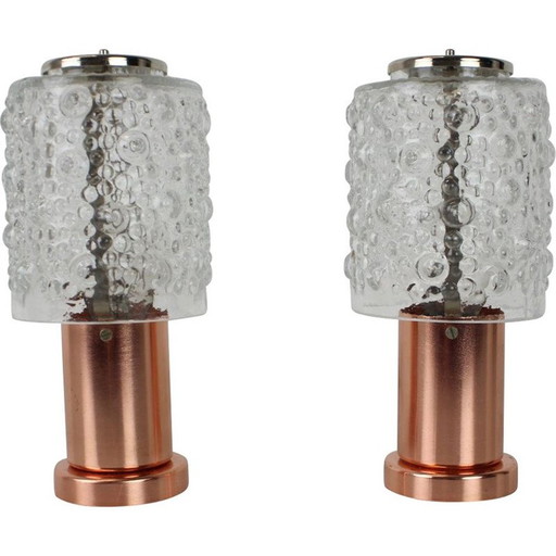 Paar Tischlampen aus Kupfer von Kamenický Šenov, Tschechoslowakei 1970