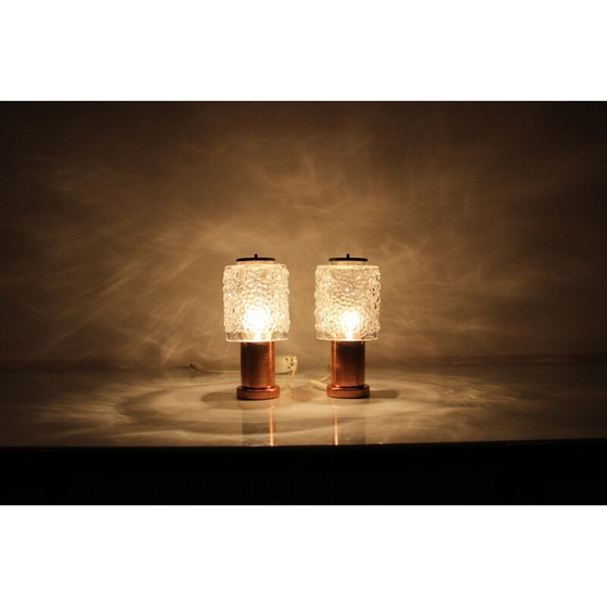 Image 1 of Paar Tischlampen aus Kupfer von Kamenický Šenov, Tschechoslowakei 1970