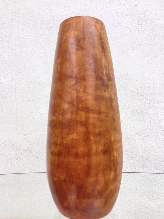 Image 1 of Italienische Keramikvase Mit Lederüberzug 50Er Jahre Design