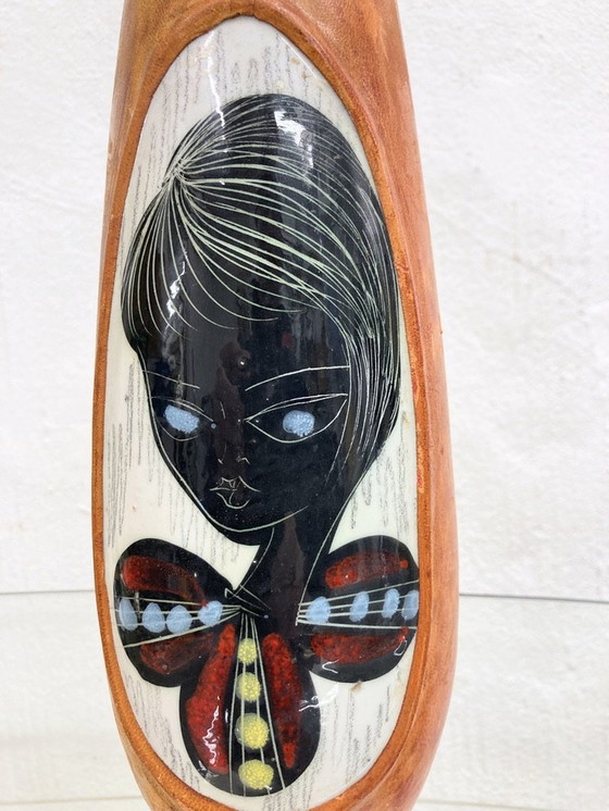 Image 1 of Italienische Keramikvase Mit Lederüberzug 50Er Jahre Design