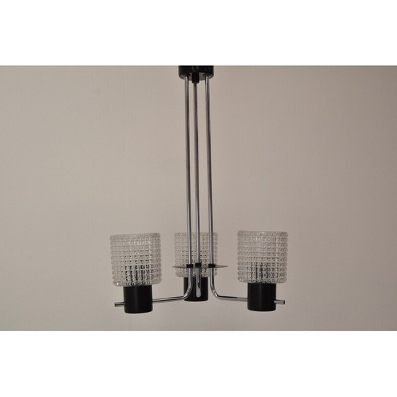 Image 1 of Verchromter Glaslüster von Instala Jílové u Děčína, Tschechoslowakei 1960