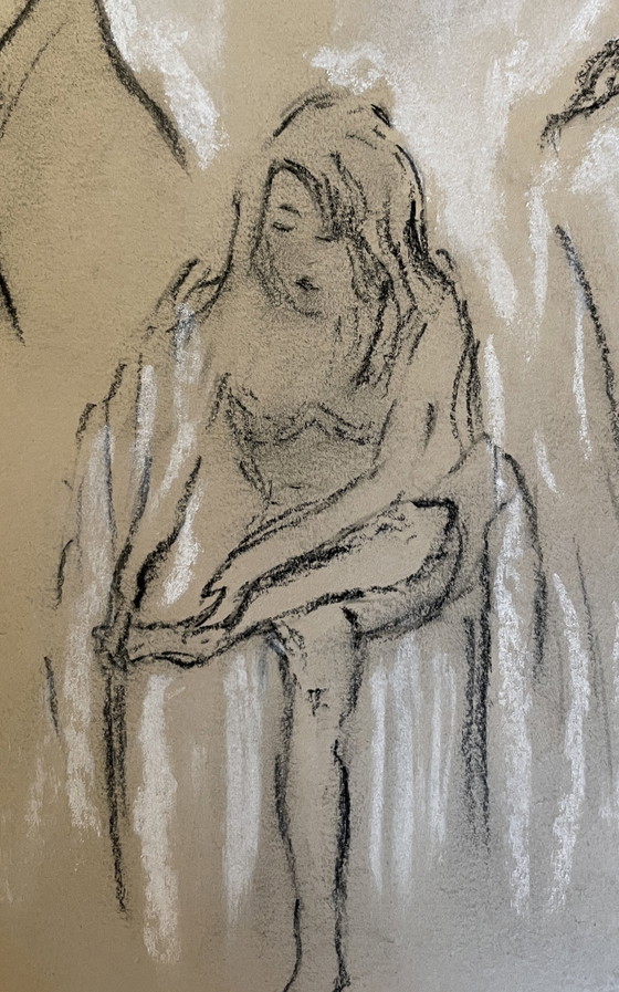 Image 1 of Gemälde Kohle Pastell Skizzen Porträts Frauen