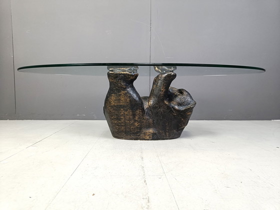 Image 1 of Einzigartiger skulpturaler Schwarzer Bär Couchtisch, 1970er Jahre