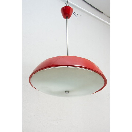 Image 1 of Hängeleuchte aus Blech, Glas und Kunststoff von Josef Hurka für Napako, Tschechoslowakei 1960