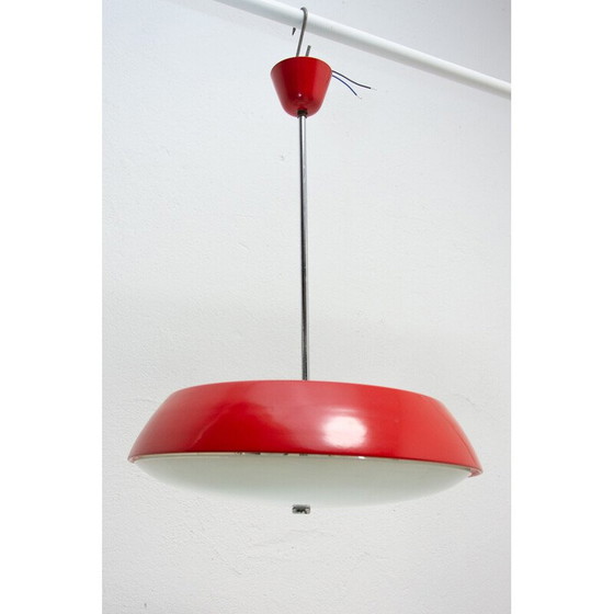 Image 1 of Hängeleuchte aus Blech, Glas und Kunststoff von Josef Hurka für Napako, Tschechoslowakei 1960