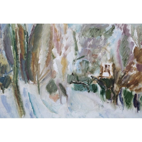 Image 1 of Ölgemälde einer alten Landschaft von Per Olof Nord, Schweden 1972