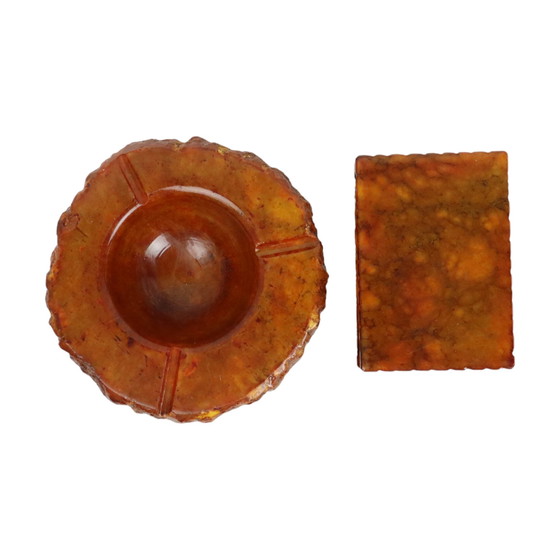 Image 1 of Italienisches Rauchset Orange Alabaster Romano Bianchi