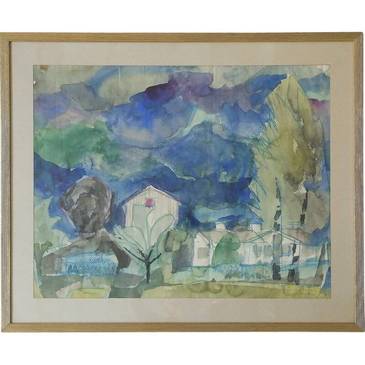 Vintage-Gemälde von Frideborg Bryth, 1950