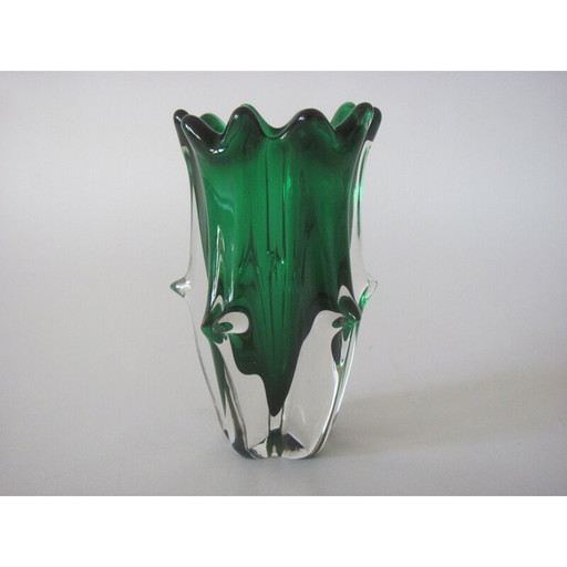 Vintage Metall-Glasvase von J. Hospodka für Chřibská, Tschechoslowakei 1970