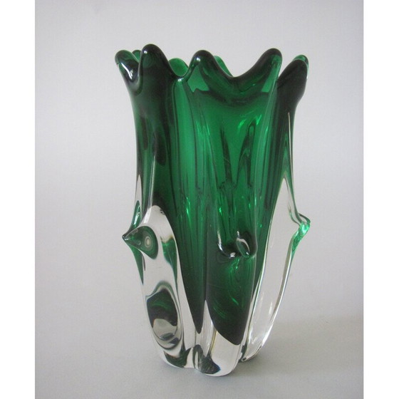Image 1 of Vintage Metall-Glasvase von J. Hospodka für Chřibská, Tschechoslowakei 1970