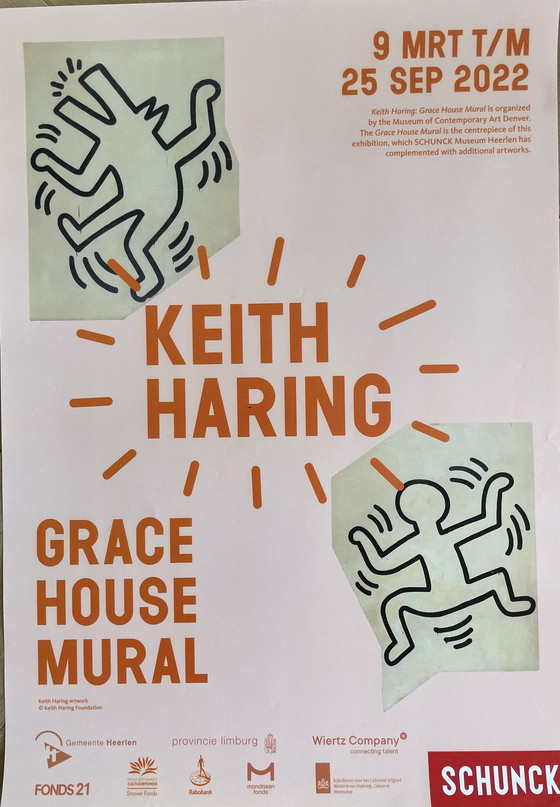 Image 1 of Keith Haring (1958-1990), Grace House Mural, Ausstellungsplakat, gedruckt im Jahr 2022