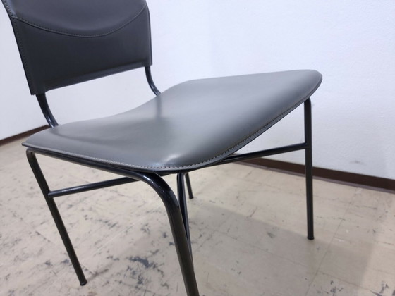 Image 1 of Matteo Grassi Dining Chair's Set Lederstühle Ledersessel Designer Stühle in grau