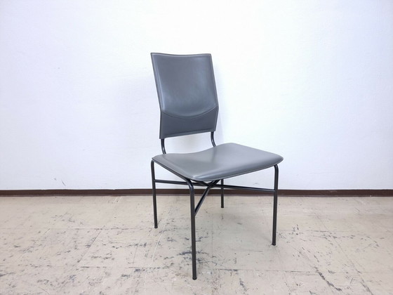 Image 1 of Matteo Grassi Dining Chair's Set Lederstühle Ledersessel Designer Stühle in grau