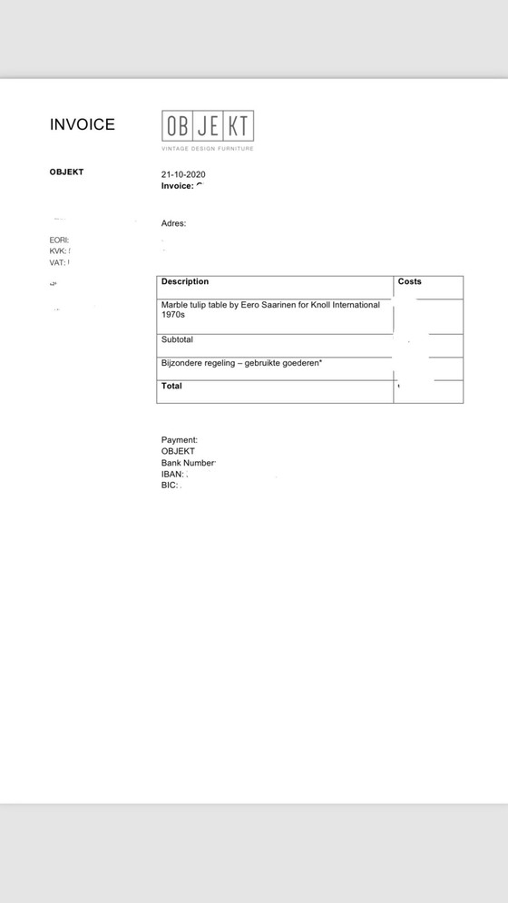 Image 1 of Knoll Marmor Tulip Tisch