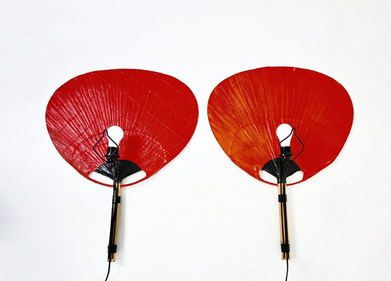 Image 1 of Paar Wandleuchten "Uchiwa" von Ingo Maurer für M Design, 1970S