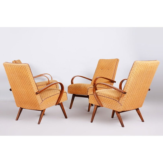 Image 1 of Satz von 4 gelben Mid Century Sesseln, 1950er Jahre