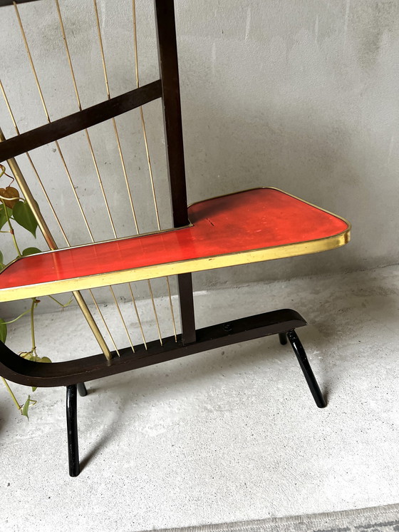 Image 1 of 1950er Pflanzentisch Rockabilly Rot Schwarz Gold