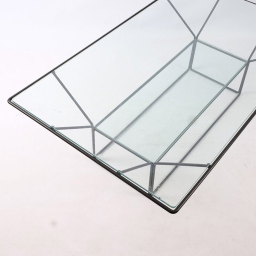 Vintage Couchtisch aus Stahl und Glas, Italien 1970