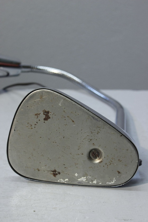 Image 1 of Vintage Schreibtischlampe Verchromt Flexibler Arm Design Frankreich