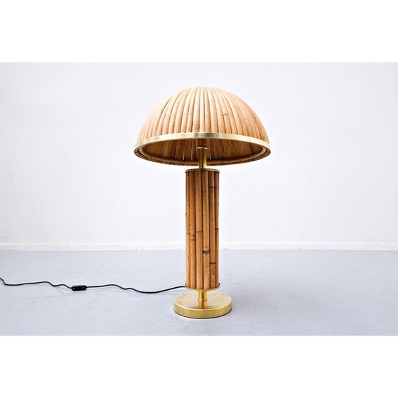 Image 1 of Paar alte Tischlampen aus Messing und Bambus, Italien