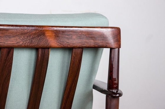 Image 1 of Dänisches 3-Sitzer-Sofa Aus Palisander Und Stoff Neu Von Grete Jalk Für Poul Jepessen 1960.