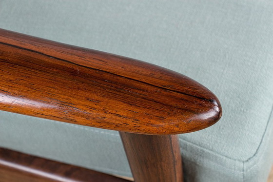 Image 1 of Dänisches 3-Sitzer-Sofa Aus Palisander Und Stoff Neu Von Grete Jalk Für Poul Jepessen 1960.