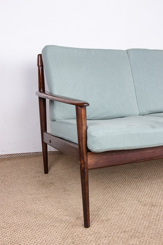 Image 1 of Dänisches 3-Sitzer-Sofa Aus Palisander Und Stoff Neu Von Grete Jalk Für Poul Jepessen 1960.