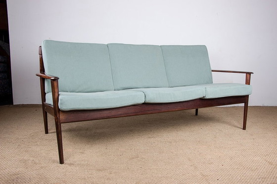 Image 1 of Dänisches 3-Sitzer-Sofa Aus Palisander Und Stoff Neu Von Grete Jalk Für Poul Jepessen 1960.