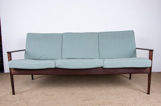Image 1 of Dänisches 3-Sitzer-Sofa Aus Palisander Und Stoff Neu Von Grete Jalk Für Poul Jepessen 1960.