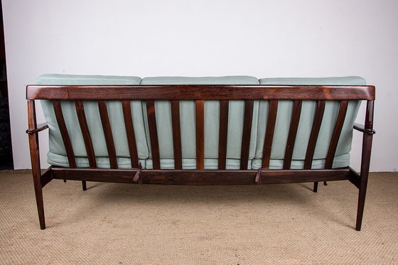 Image 1 of Dänisches 3-Sitzer-Sofa Aus Palisander Und Stoff Neu Von Grete Jalk Für Poul Jepessen 1960.