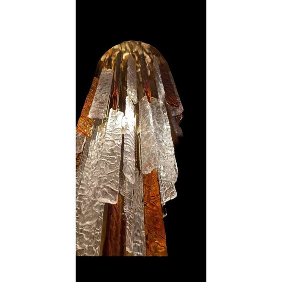 Image 1 of Vintage Mazzega Glas Murano Pendelleuchte bicolore, 1970er Jahre