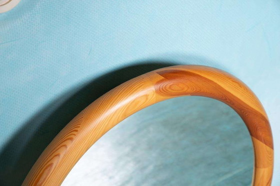 Image 1 of Runder Holzspiegel Glasmaster Markaryd Schweden 1960er Jahre