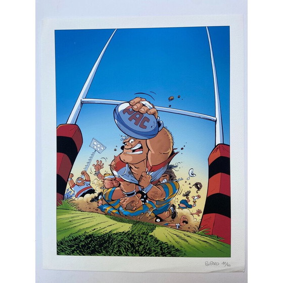 Image 1 of Lithographie von Poupard, Vintage Rugbymen